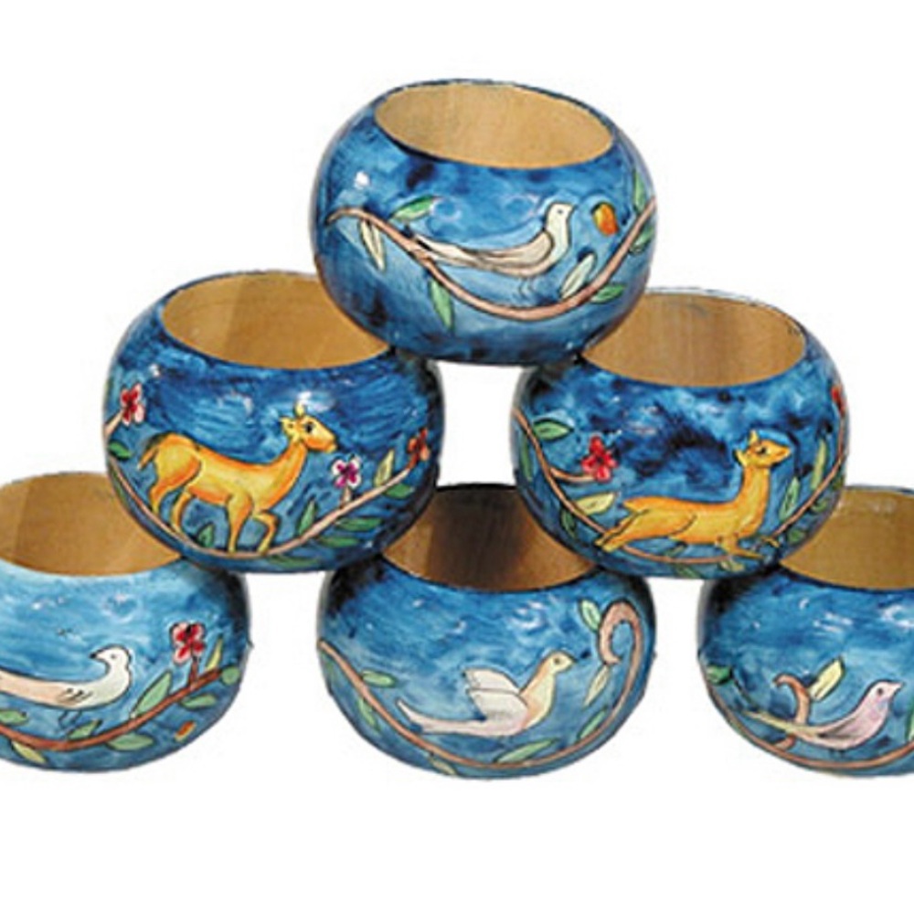 Yair Emanuel Painted Napkin Rings (Set of 6)